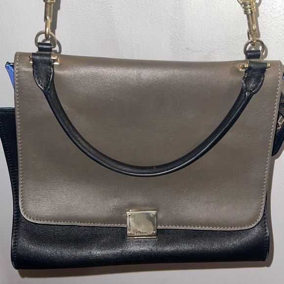 Authentic Celine trapeze crossbody hand bag Black and Blue Leather Bag - Picture 14 of 14